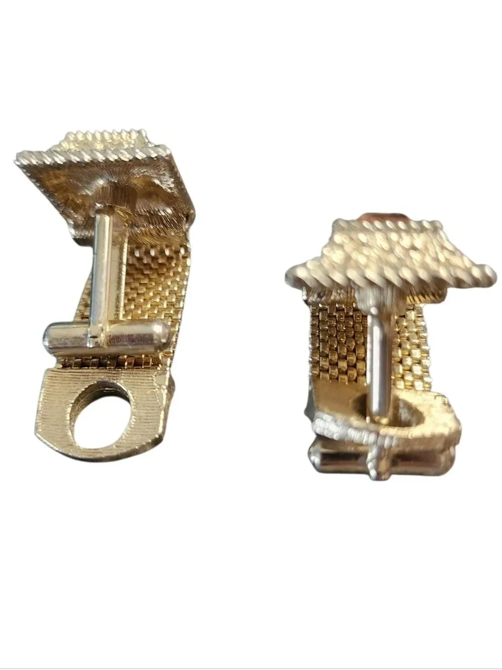 Vintage Gold-Tone Square Cufflinks Amber Center Stones